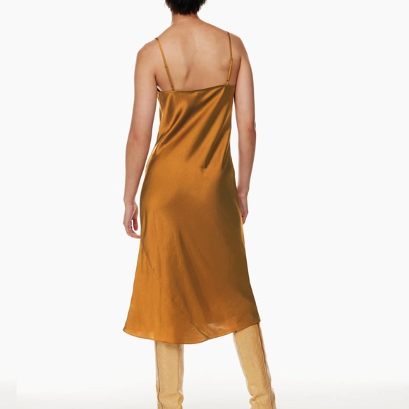 Wilfred Only Slip Midi Dress Mustard Copper Satin - Picture 4 of 8